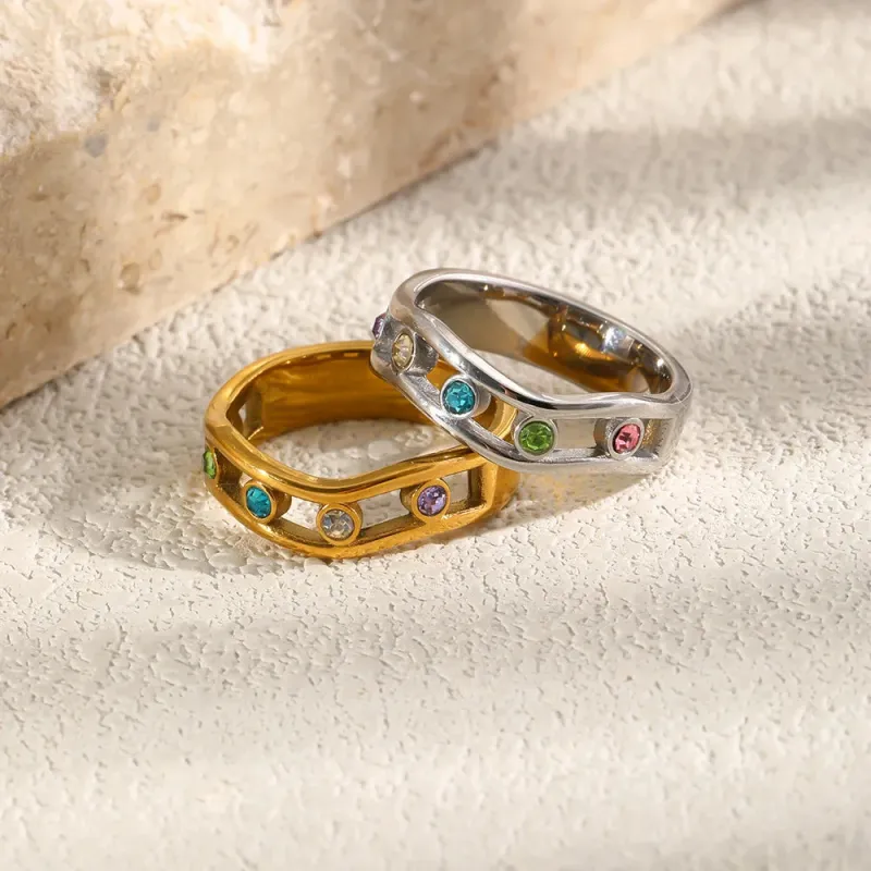 Double Layer Colorful Zircon Ring made by Victoria Emerson