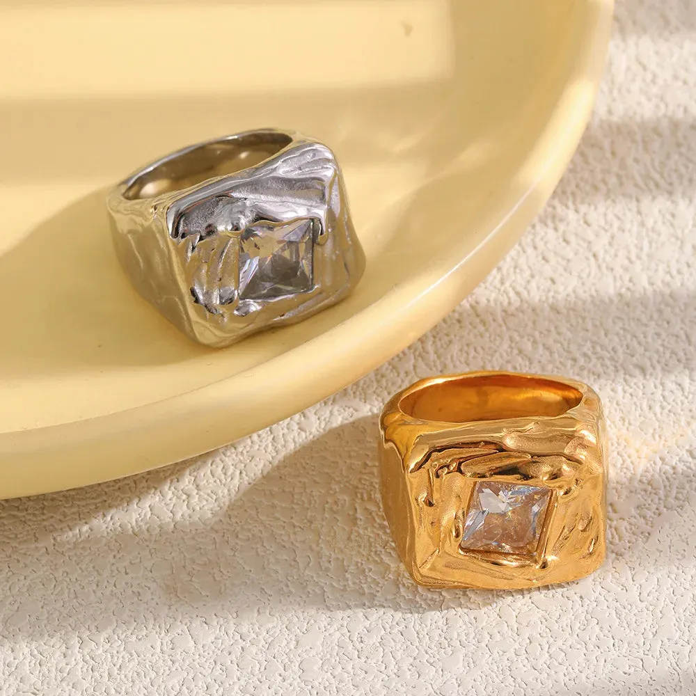 CZ Zircon Square Chunky Ring sold by Victoria Emerson product image thumbnail 4