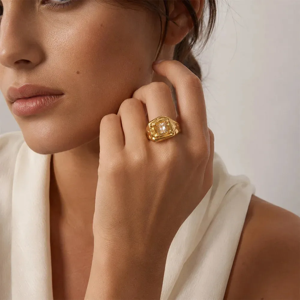 CZ Zircon Square Chunky Ring sold by Victoria Emerson product image thumbnail 2