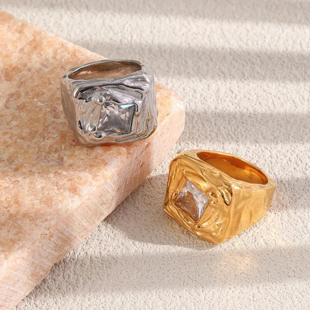 CZ Zircon Square Chunky Ring sold by Victoria Emerson product image thumbnail 3