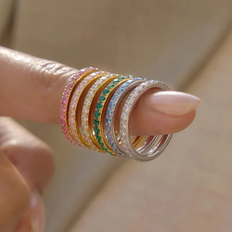 Colorful Cubic Zirconia Stackable Ring Set made by Victoria Emerson