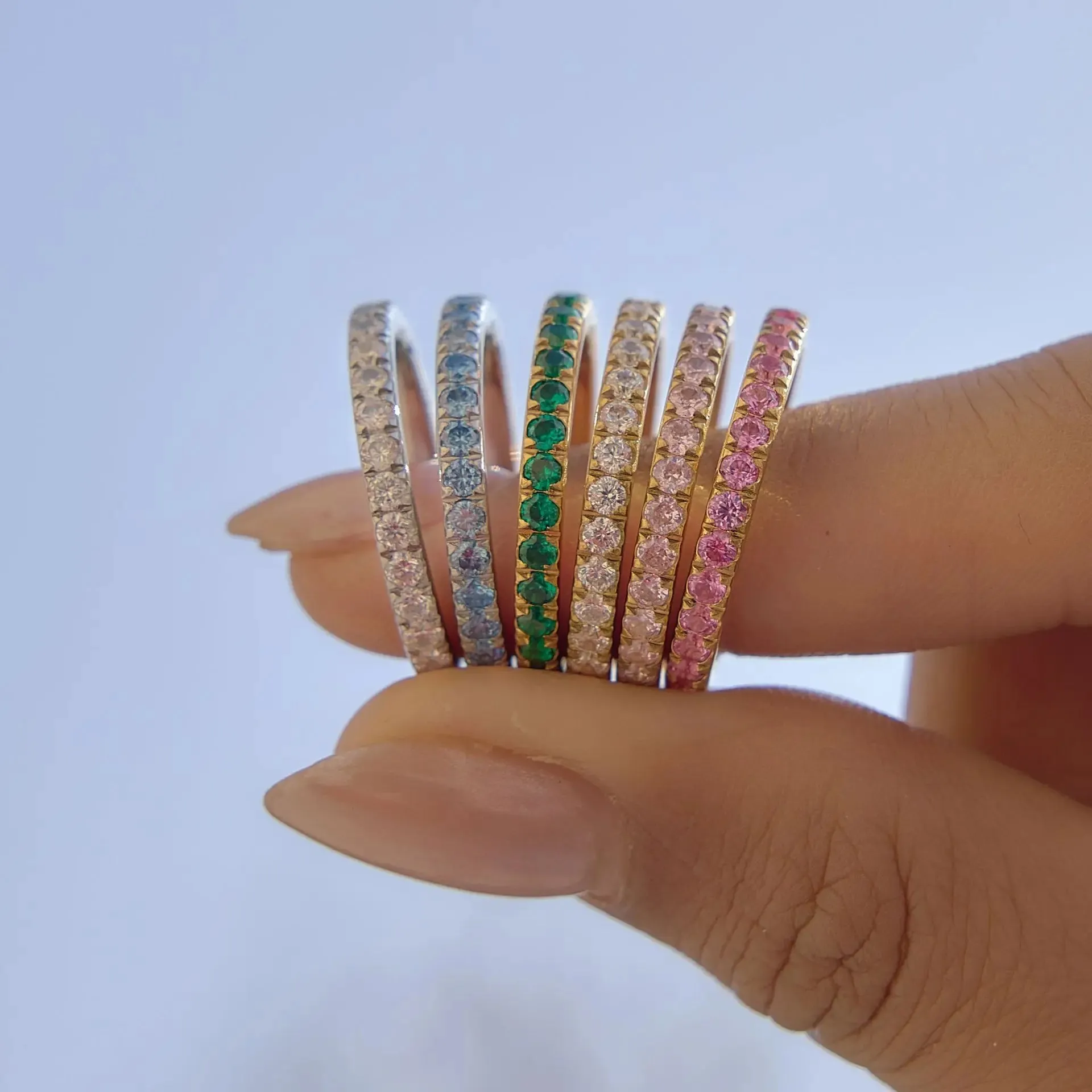 Colorful Cubic Zirconia Stackable Ring Set sold by Victoria Emerson product image thumbnail 2