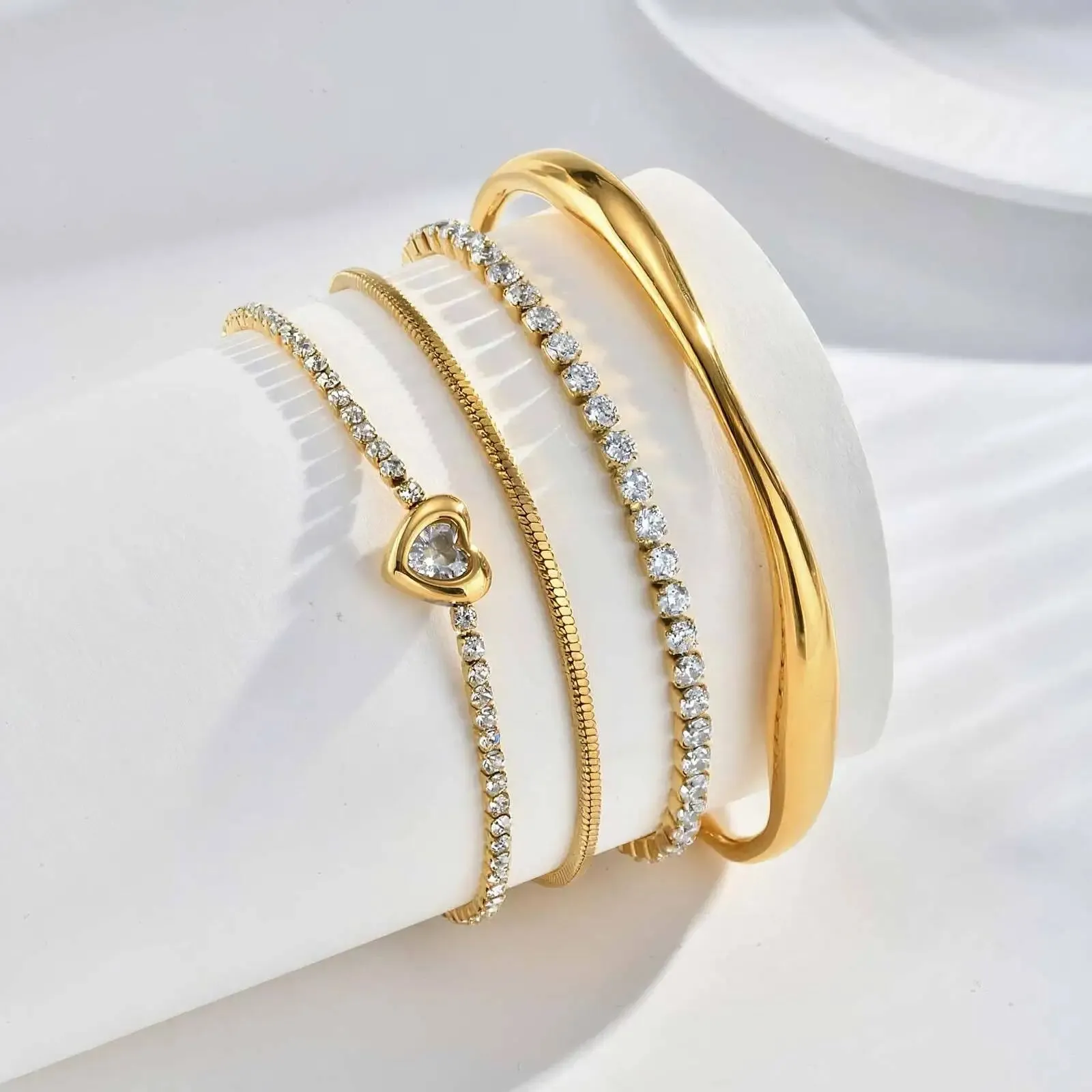 Heart CZ Snake Chain Bracelet sold by Victoria Emerson