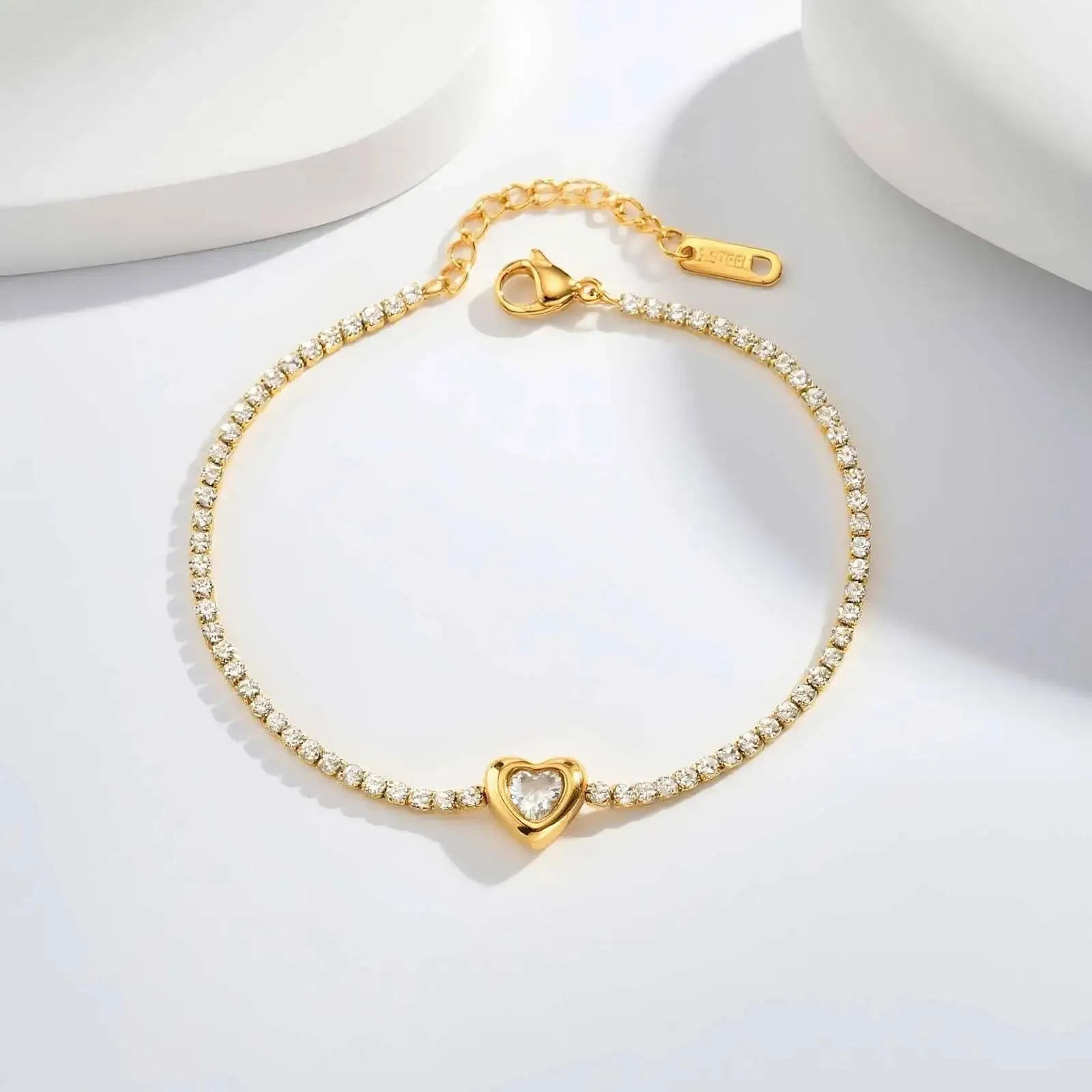Heart CZ Snake Chain Bracelet sold by Victoria Emerson product image thumbnail 5
