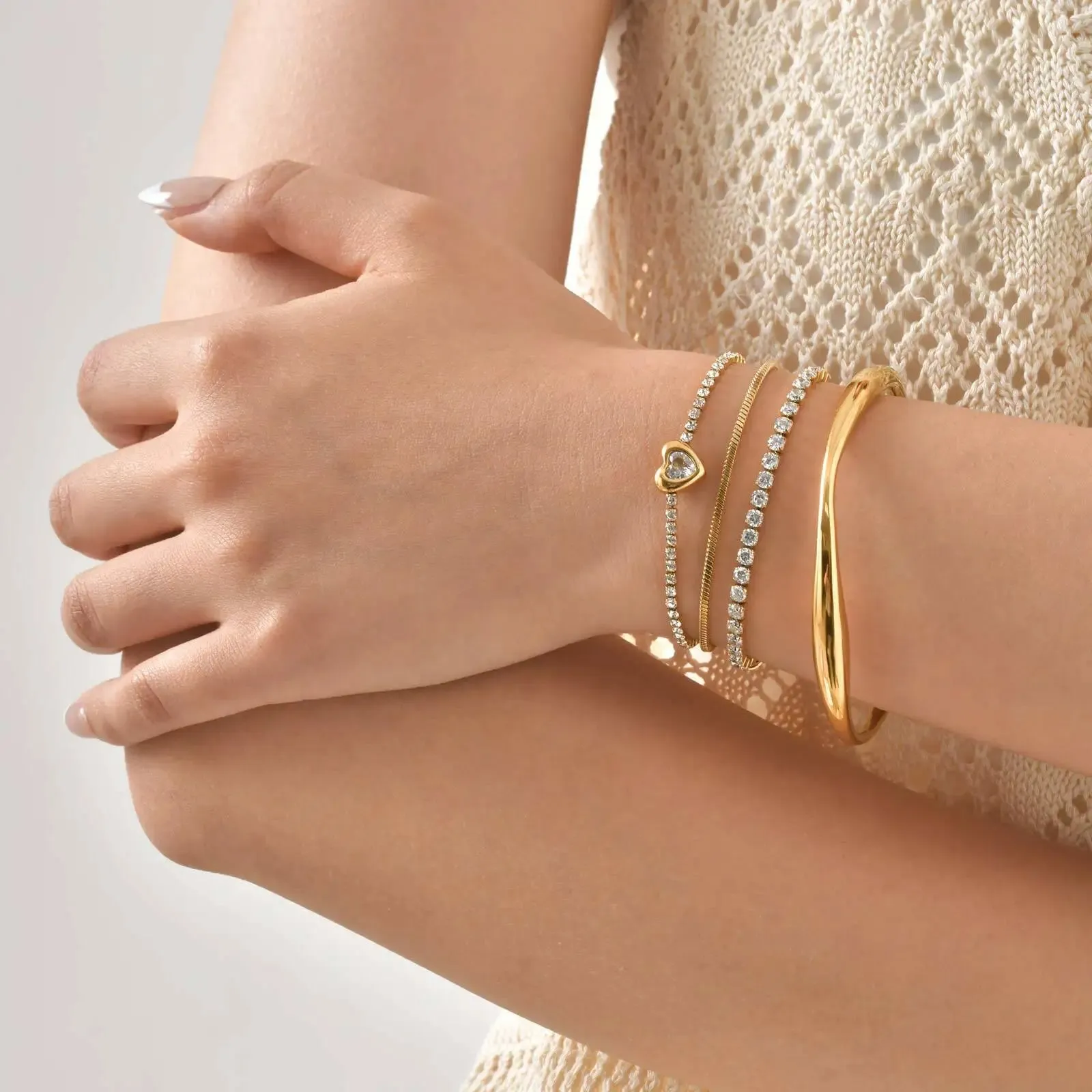 Heart CZ Snake Chain Bracelet sold by Victoria Emerson product image thumbnail 3