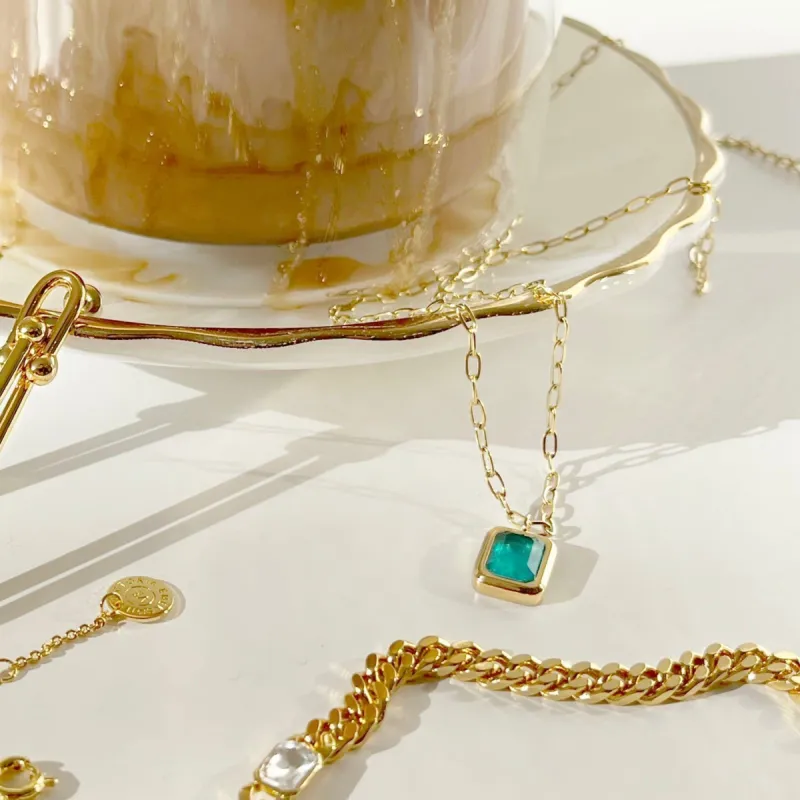 Maria Emerald Crystal Pendant Necklace sold by Victoria Emerson