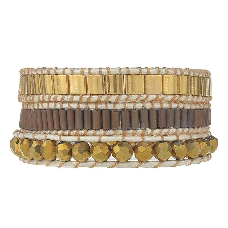 Gold Crystals & Beads on White sold by Victoria Emerson