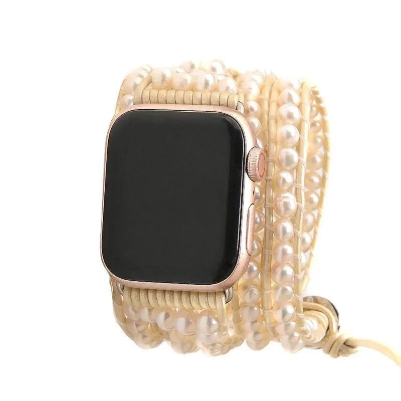 Freshwater Pearls on Ivory Apple Watch Strap sold by Victoria Emerson