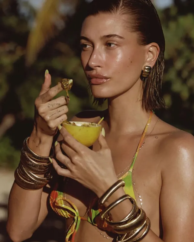 Hailey Bieber - Gold Cobra Bracelet sold by Victoria Emerson