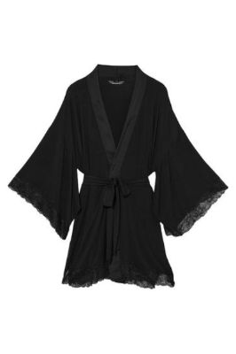 Victoria's Secret Black Modal Lace Robe sold by Victoria's Secret