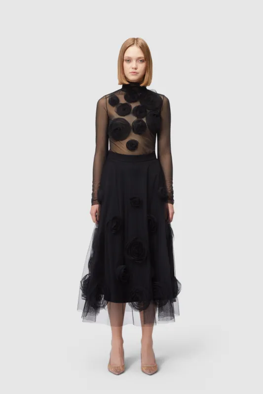 ROSE APPLIQUE MIDI SKIRT sold by Viktor & Rolf