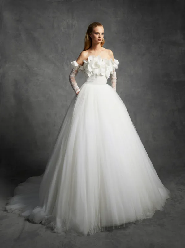 VRM351 - FEATHERED FLOWER A-LINE GOWN sold by Viktor & Rolf