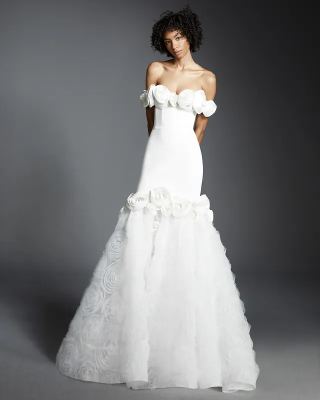 VRM412 - SWIRLED ROSES FIT AND FLARE GOWN sold by Viktor & Rolf