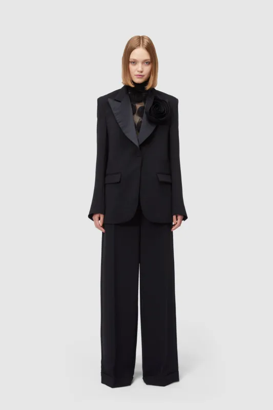 ROSE APPLIQUE BLACK TUXEDO BLAZER sold by Viktor & Rolf