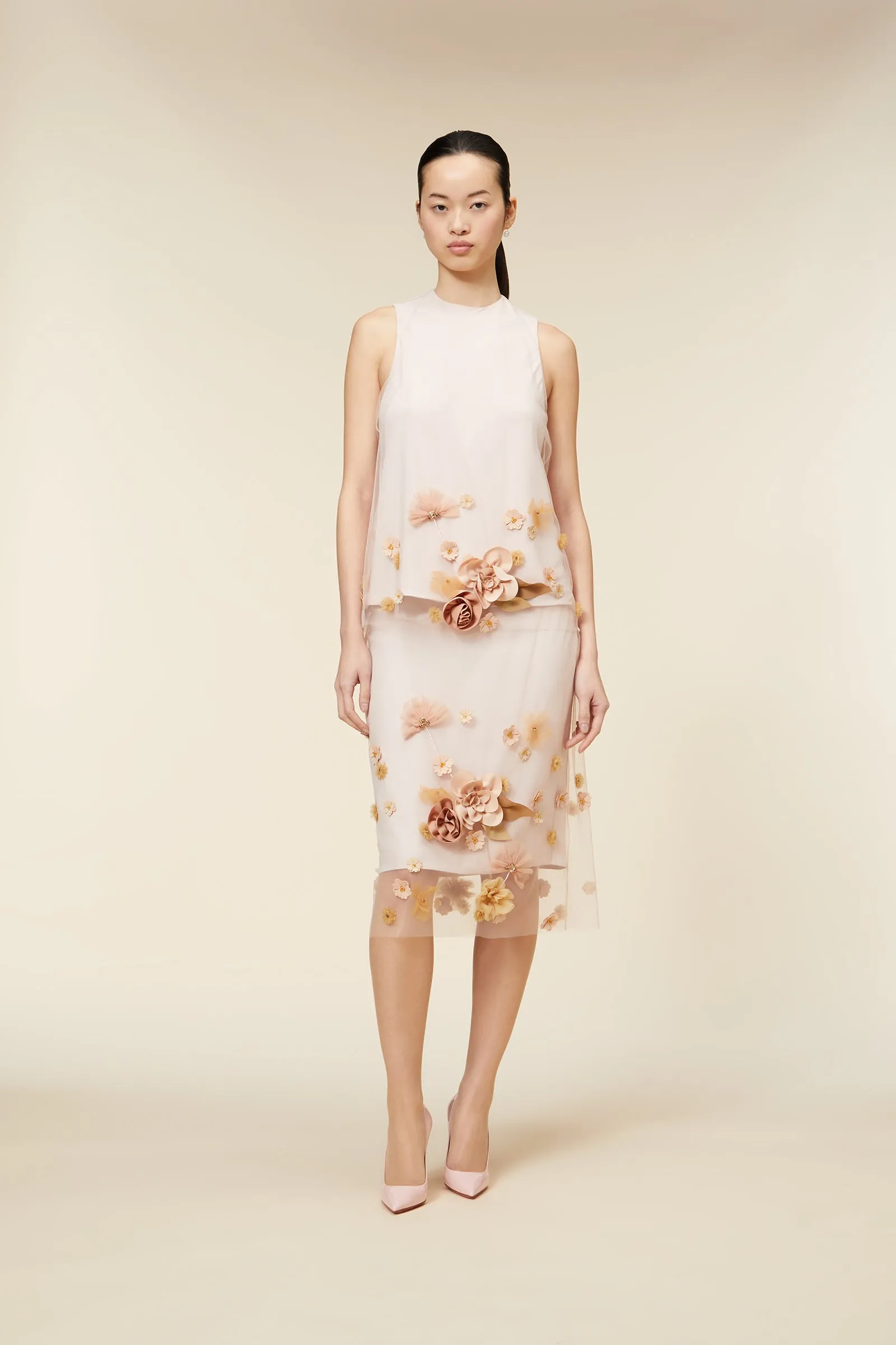 FLORAL EMBROIDERY MIDI SKIRT sold by Viktor & Rolf