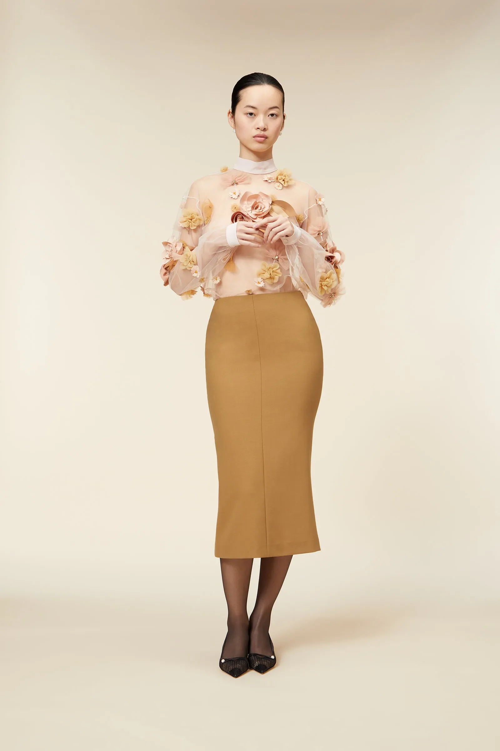 FLORAL EMBROIDERY LONG SLEEVE TOP sold by Viktor & Rolf