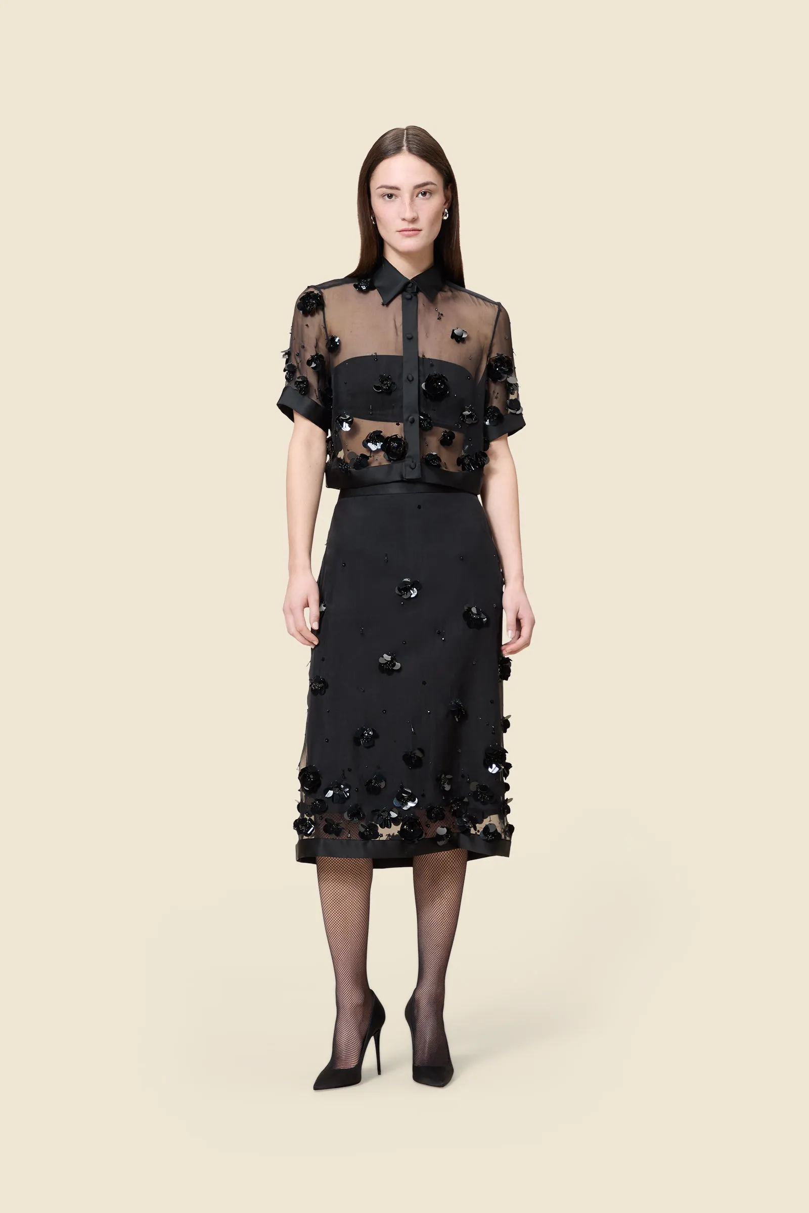 EMBROIDERY SILK MIDI SKIRT sold by Viktor & Rolf