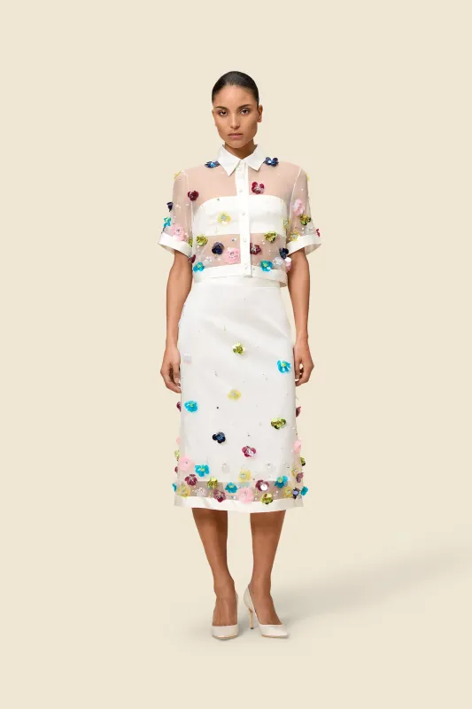 EMBROIDERY SILK MIDI SKIRT sold by Viktor & Rolf