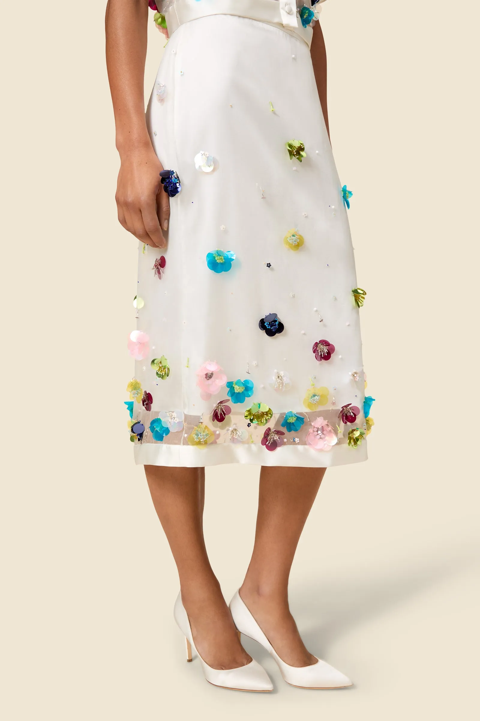 EMBROIDERY SILK MIDI SKIRT sold by Viktor & Rolf product image thumbnail 2