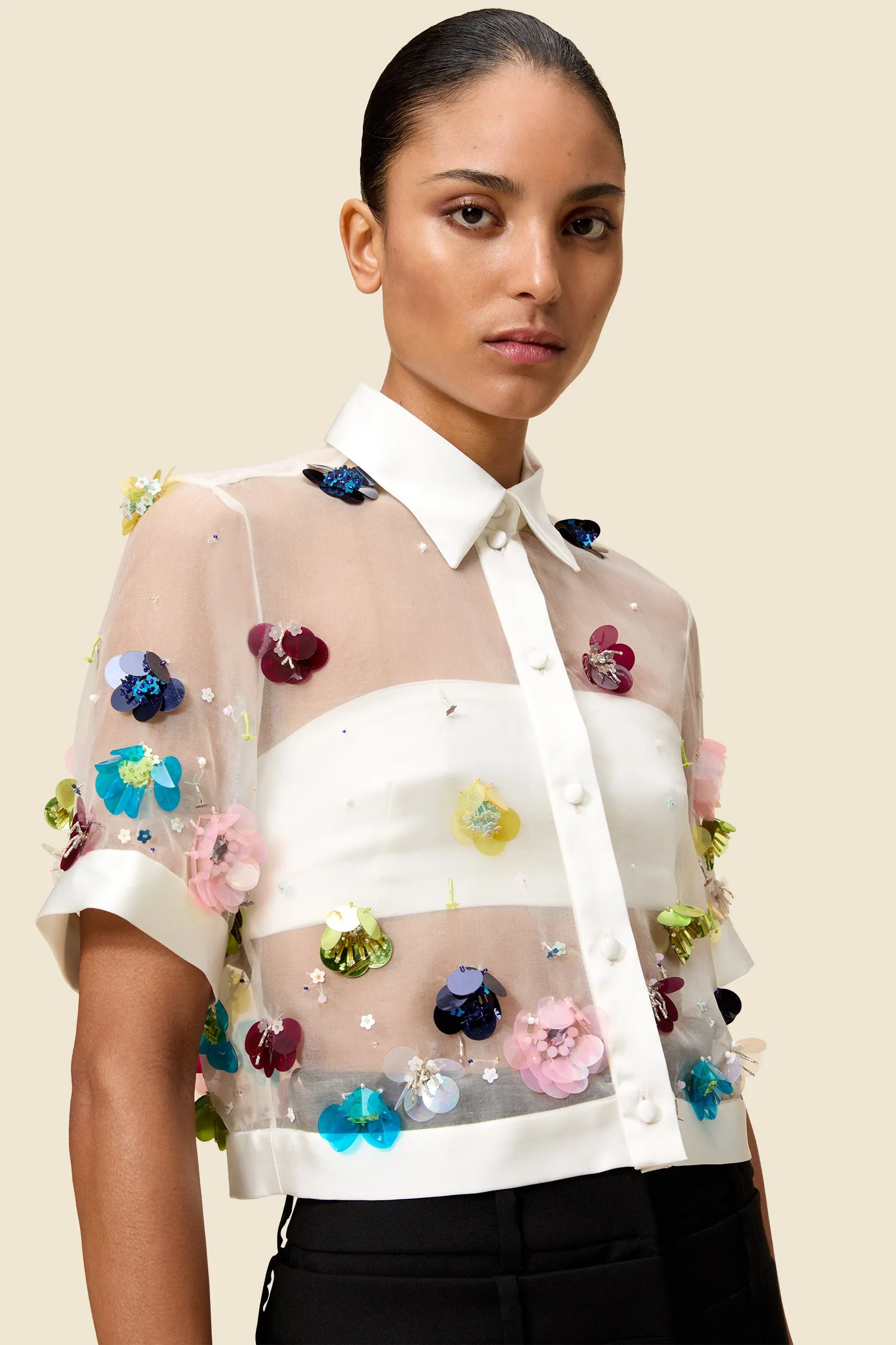 EMBROIDERY SILK CROPPED SHIRT sold by Viktor & Rolf product image thumbnail 3