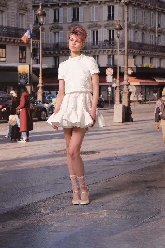 VRM479 - RUFFLED BOWS JACQUARD MINI DRESS sold by Viktor & Rolf