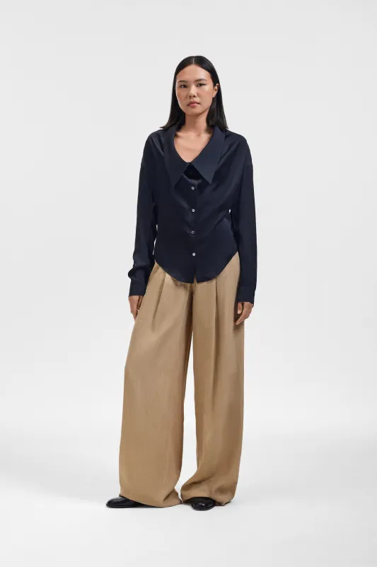 DRAGGED NECK SATIN SHIRT made by Viktor & Rolf