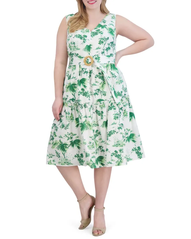 Plus-Size Floral-Print Belted Tiered Dress sold by Vince Camuto