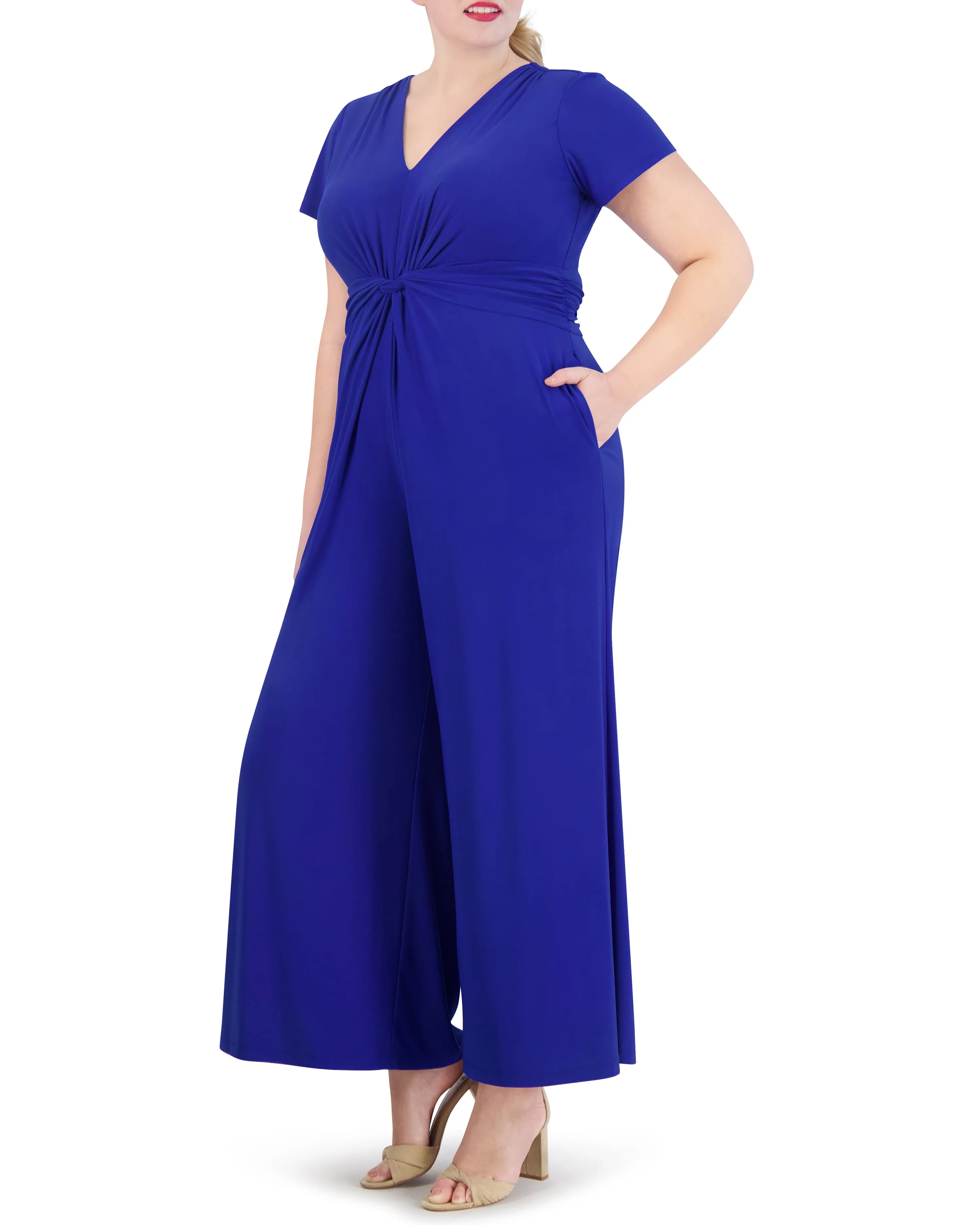 Plus-Size Twist-Front Flared-Leg Jumpsuit sold by Vince Camuto product image thumbnail 2