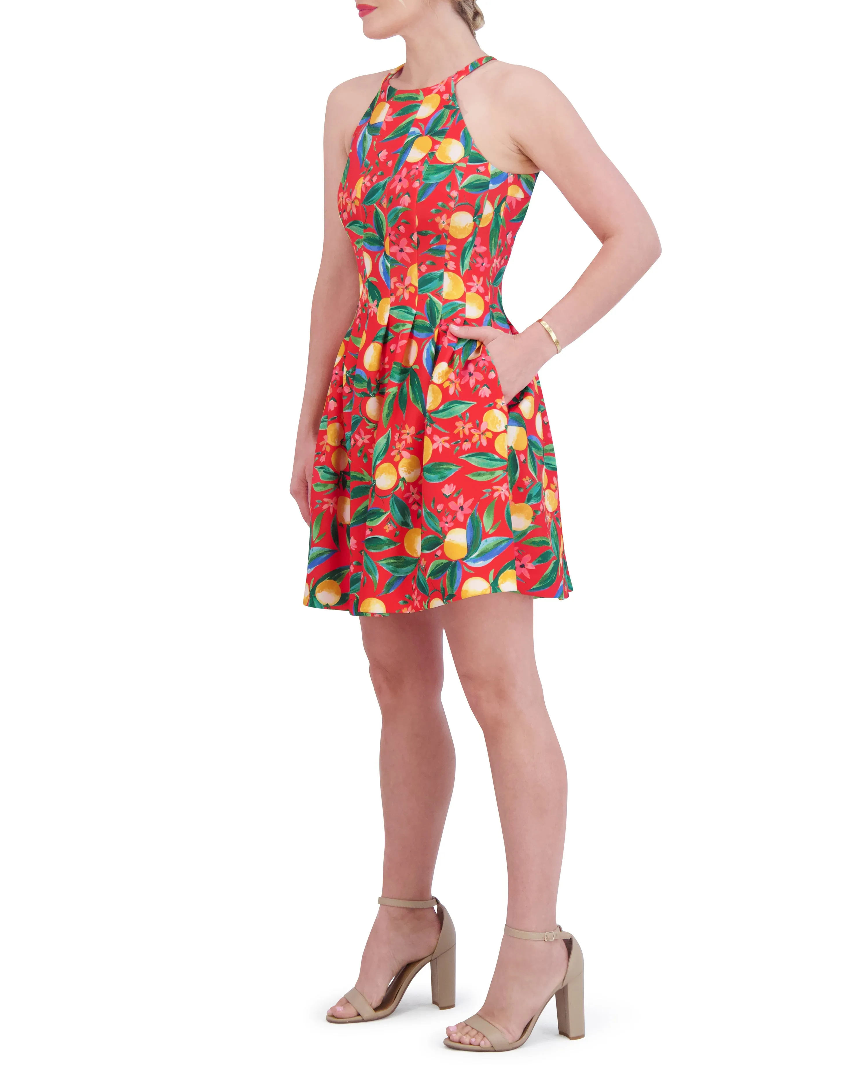 Petite Printed Cutout Halter Dress sold by Vince Camuto product image thumbnail 5