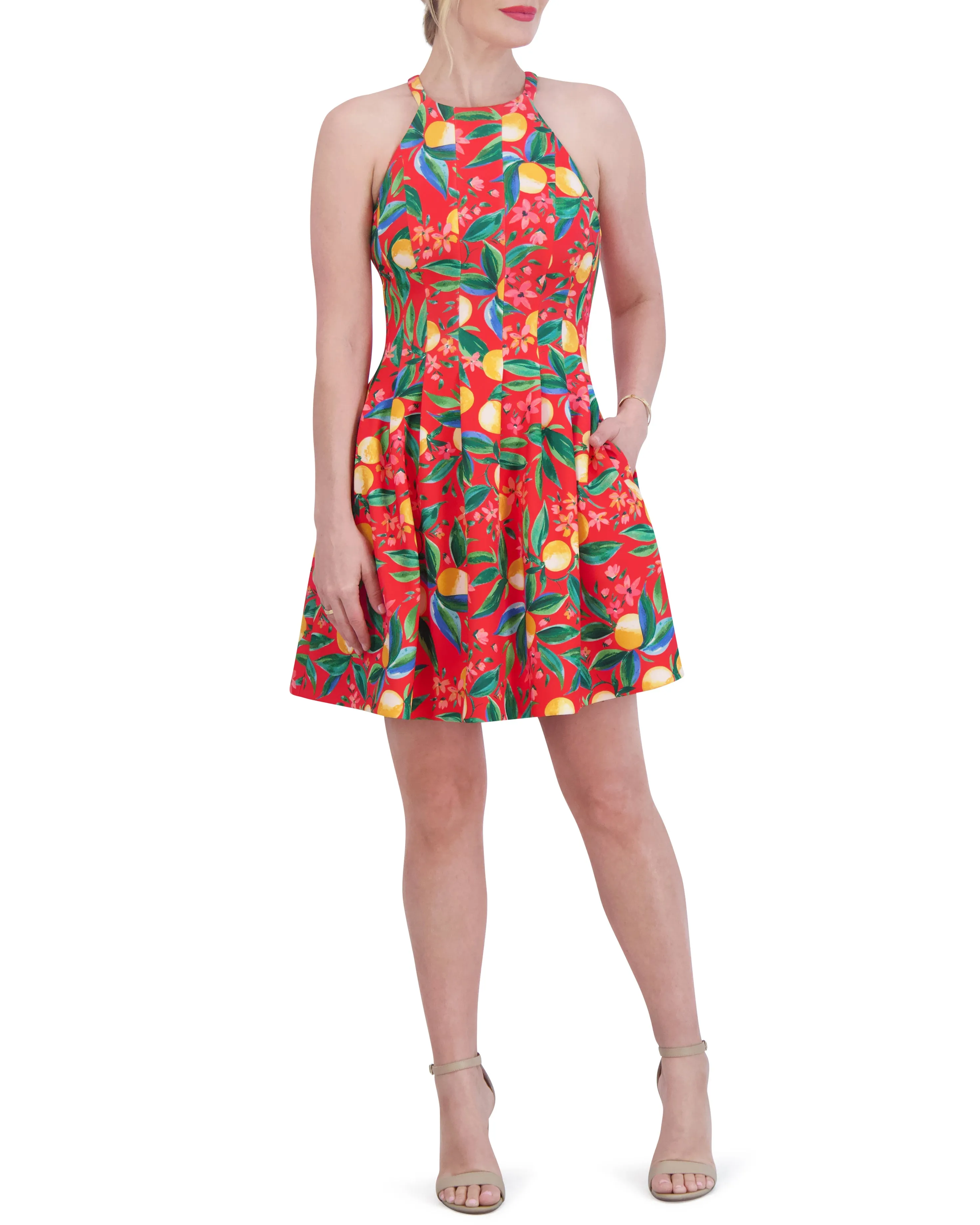 Petite Printed Cutout Halter Dress sold by Vince Camuto