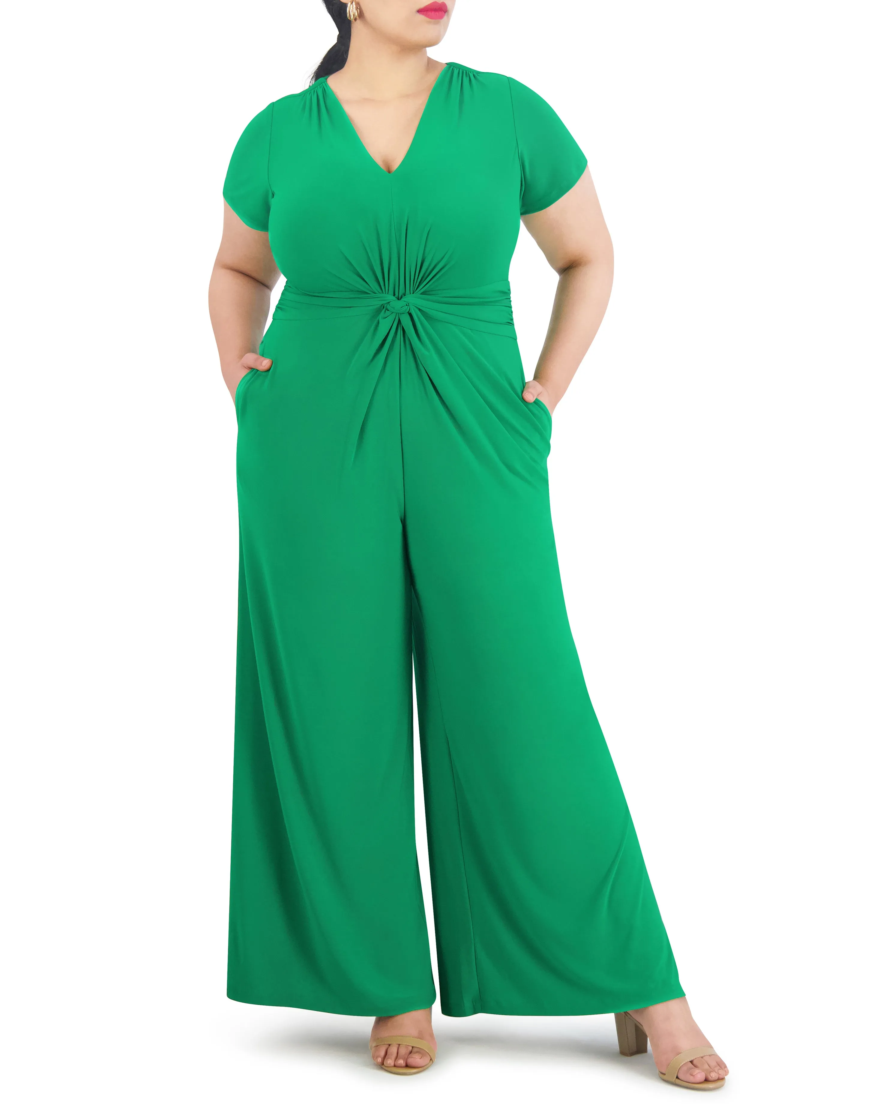 Plus-Size Twist-Front Flared-Leg Jumpsuit sold by Vince Camuto product image thumbnail 3