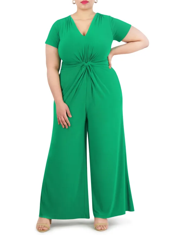 Plus-Size Twist-Front Flared-Leg Jumpsuit made by Vince Camuto