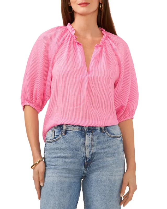 Ruffled Neckline Puff Sleeve Blouse sold by Vince Camuto