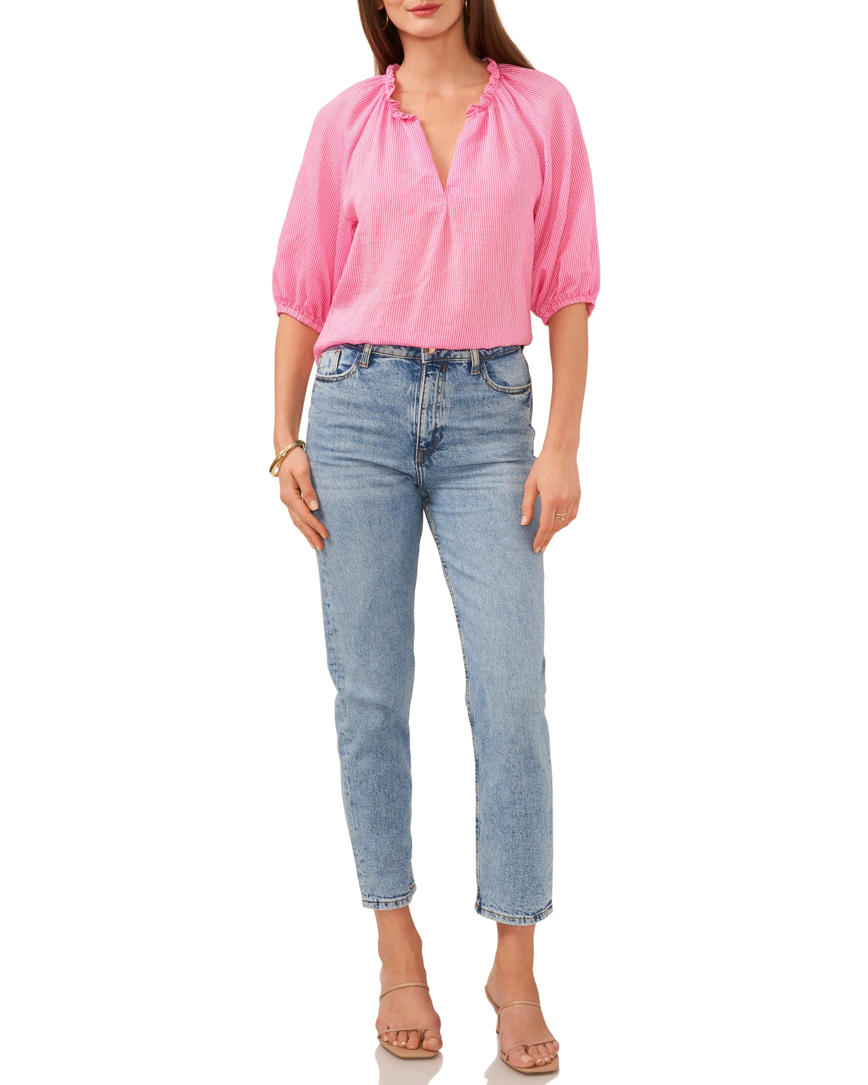 Ruffled Neckline Puff Sleeve Blouse sold by Vince Camuto product image thumbnail 3