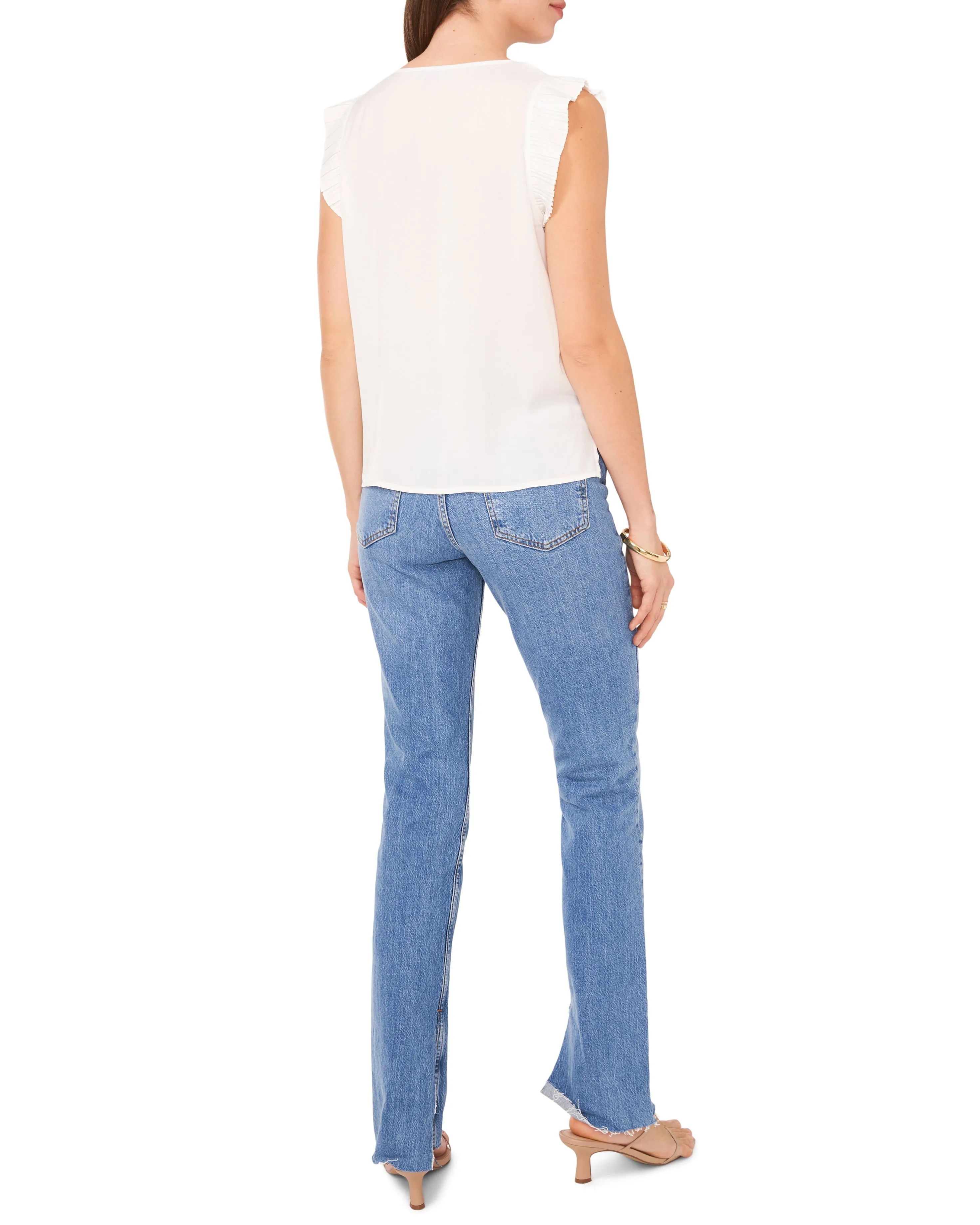 V-Neck Pleated Cap Sleeve Blouse sold by Vince Camuto product image thumbnail 4