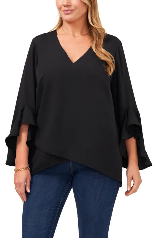 Plus-Size V-Neck Flutter Sleeve Blouse sold by Vince Camuto
