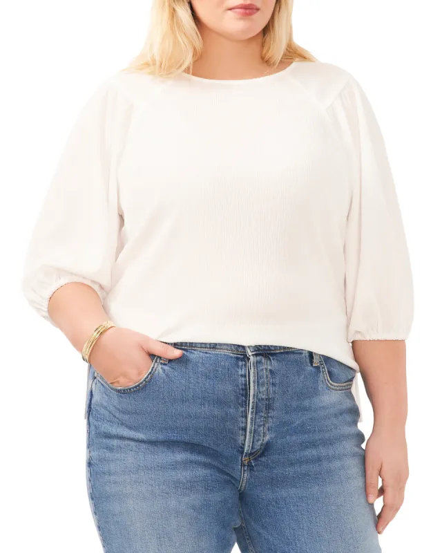 Plus-Size Textured Puff Sleeve Top sold by Vince Camuto