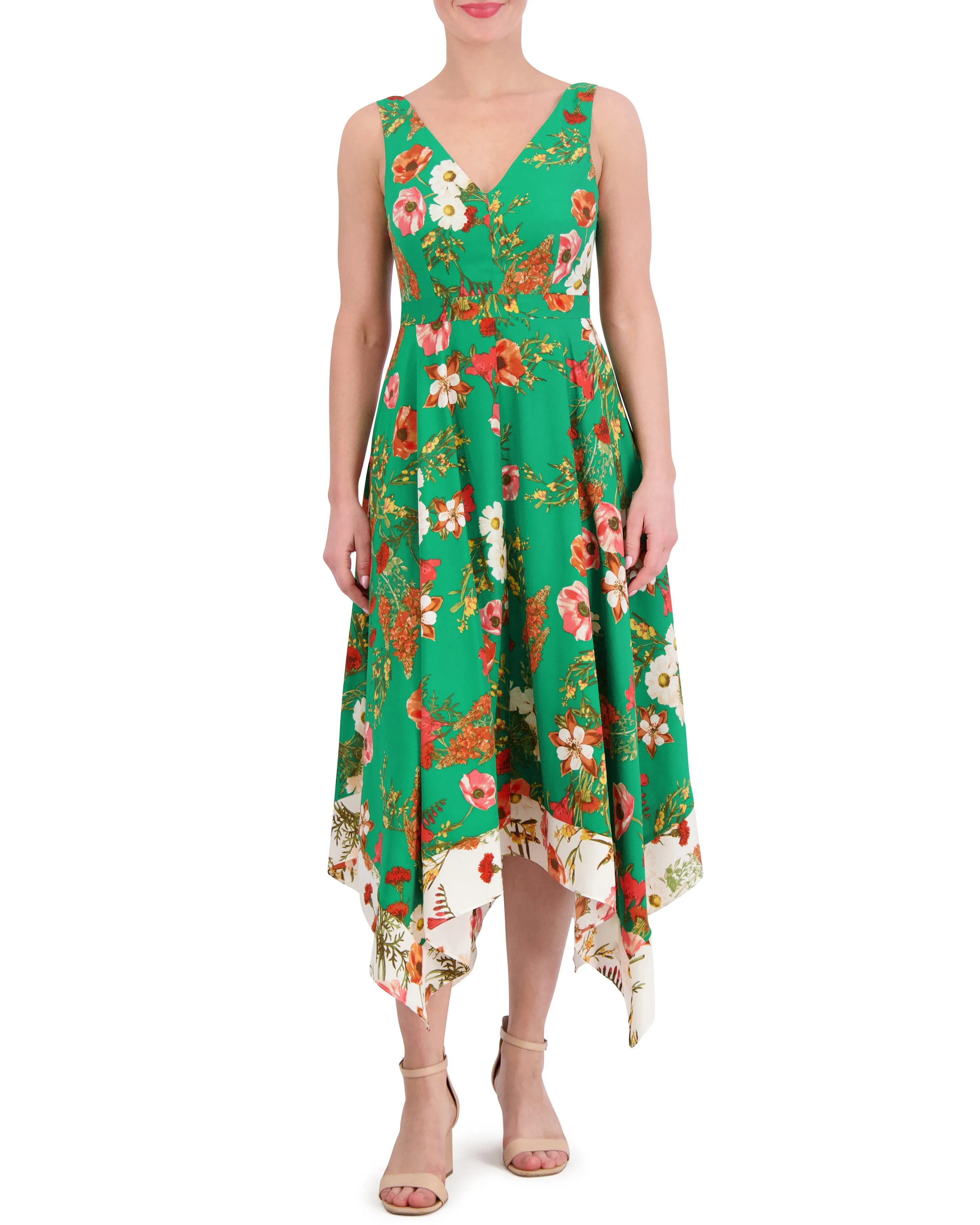 Petite Floral-Print Handkerchief-Hem Dress sold by Vince Camuto product image thumbnail 3