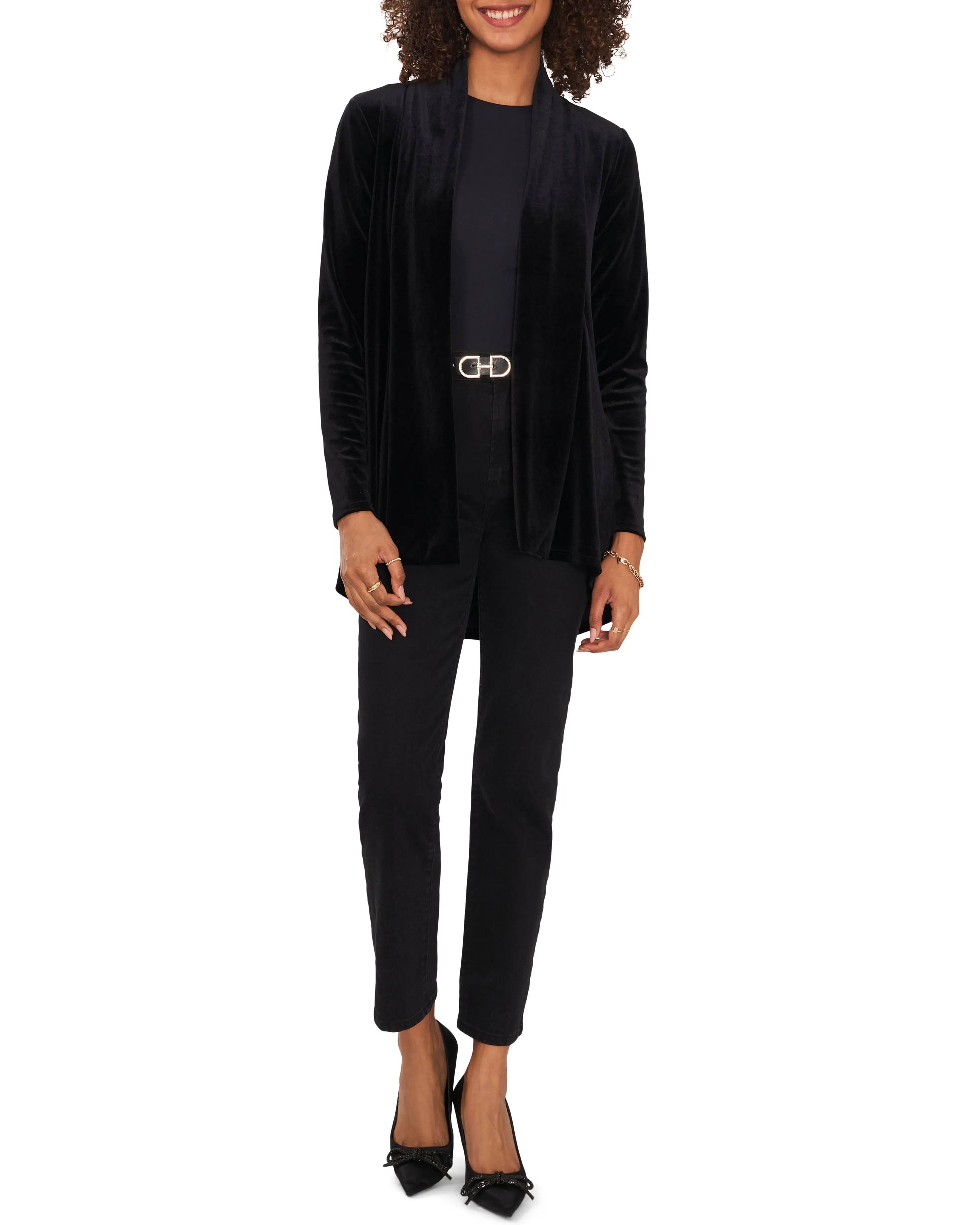 Velvet Open Front Cardigan sold by Vince Camuto product image thumbnail 3