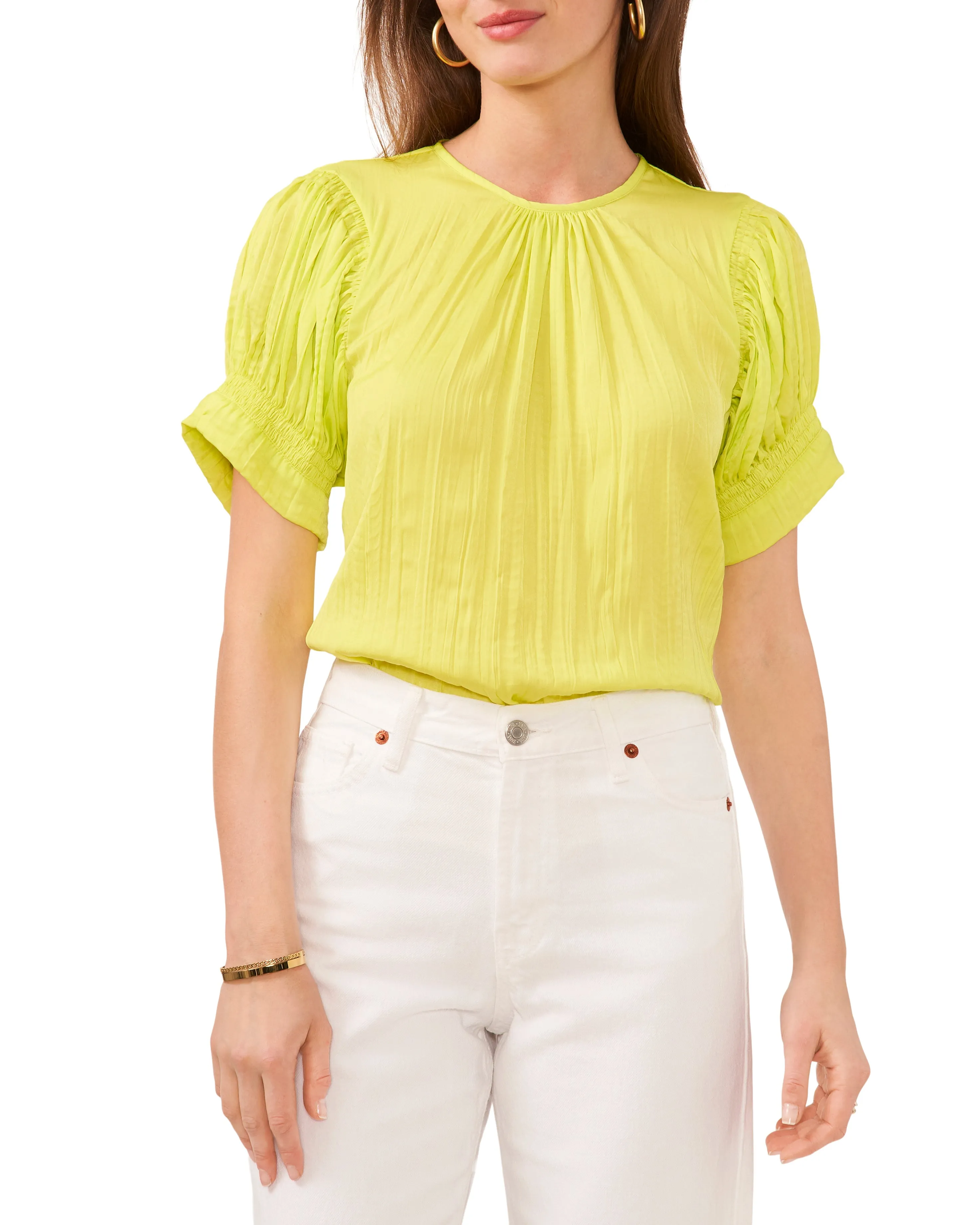 Round Neck Puff Sleeve Blouse sold by Vince Camuto