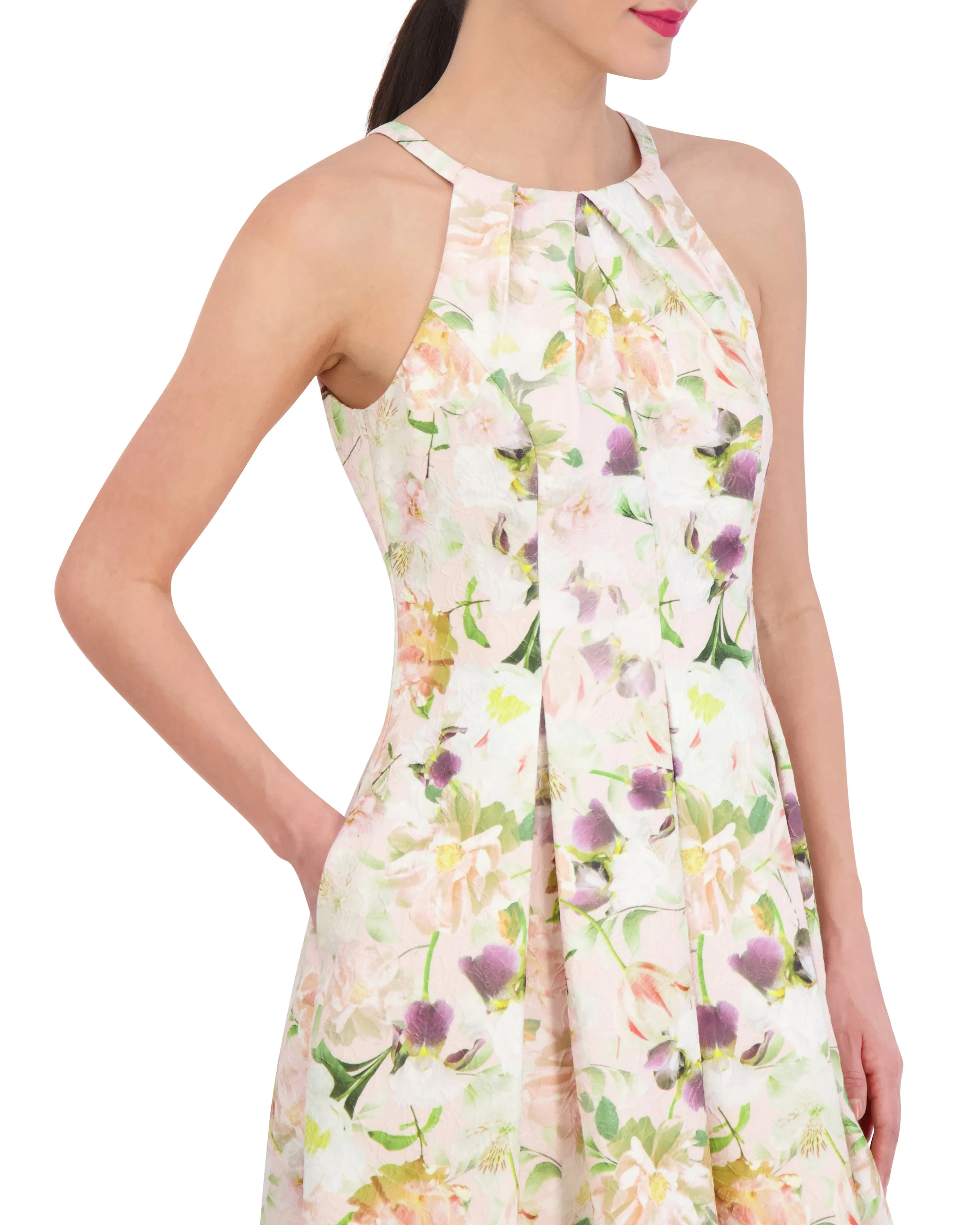 Floral-Print Pleated Fit-And-Flare Dress sold by Vince Camuto product image thumbnail 4