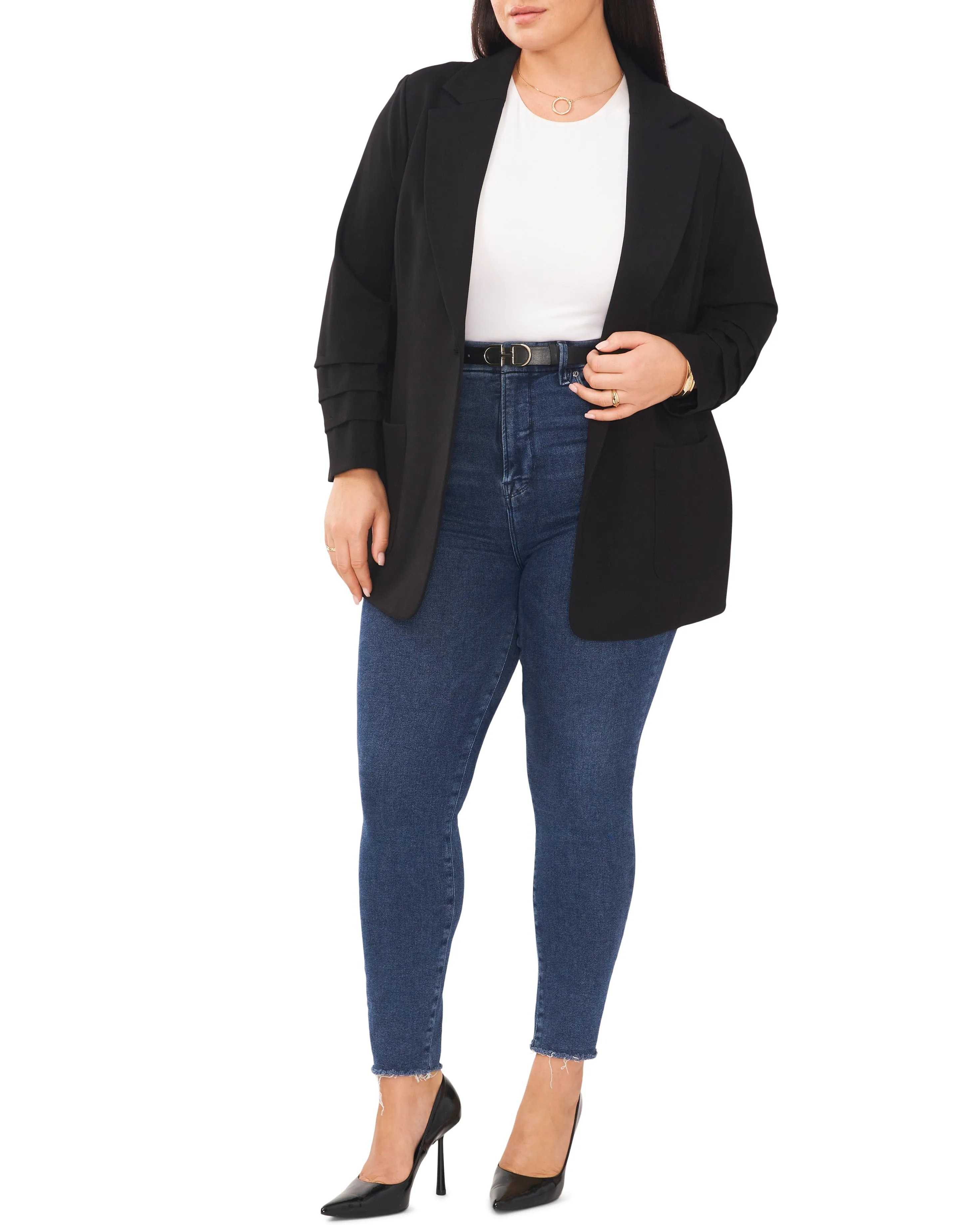Plus-Size Layered Cuff Notch-Lapel Blazer sold by Vince Camuto product image thumbnail 3