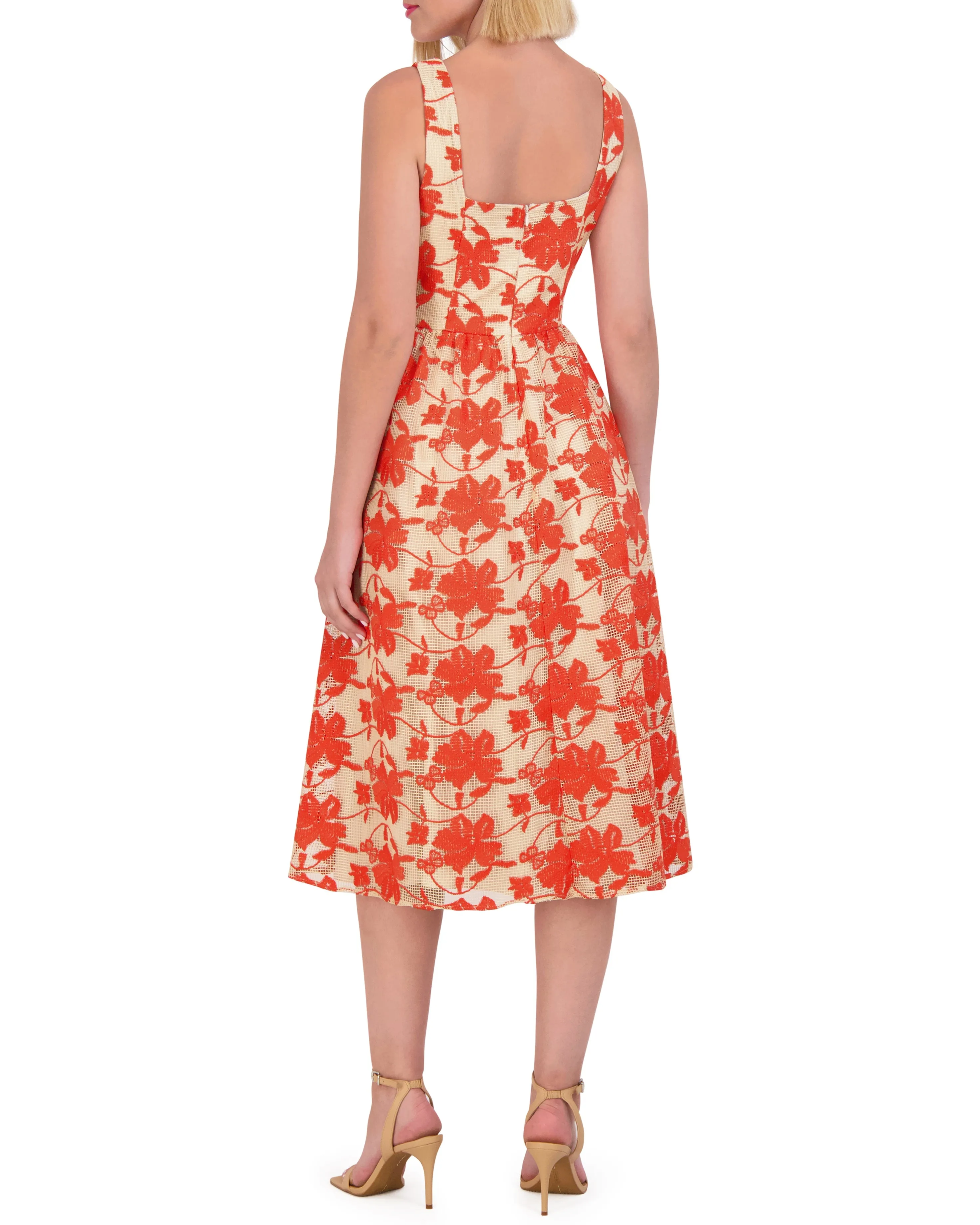 Embroidered-Mesh Square-Neck Midi Dress sold by Vince Camuto product image thumbnail 2