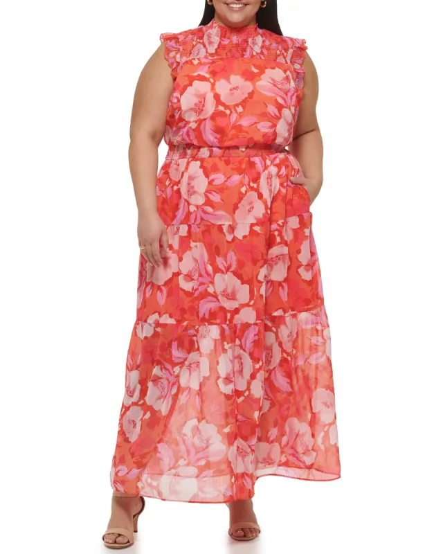 Plus-Size Floral-Print Smocked Maxi Dress sold by Vince Camuto