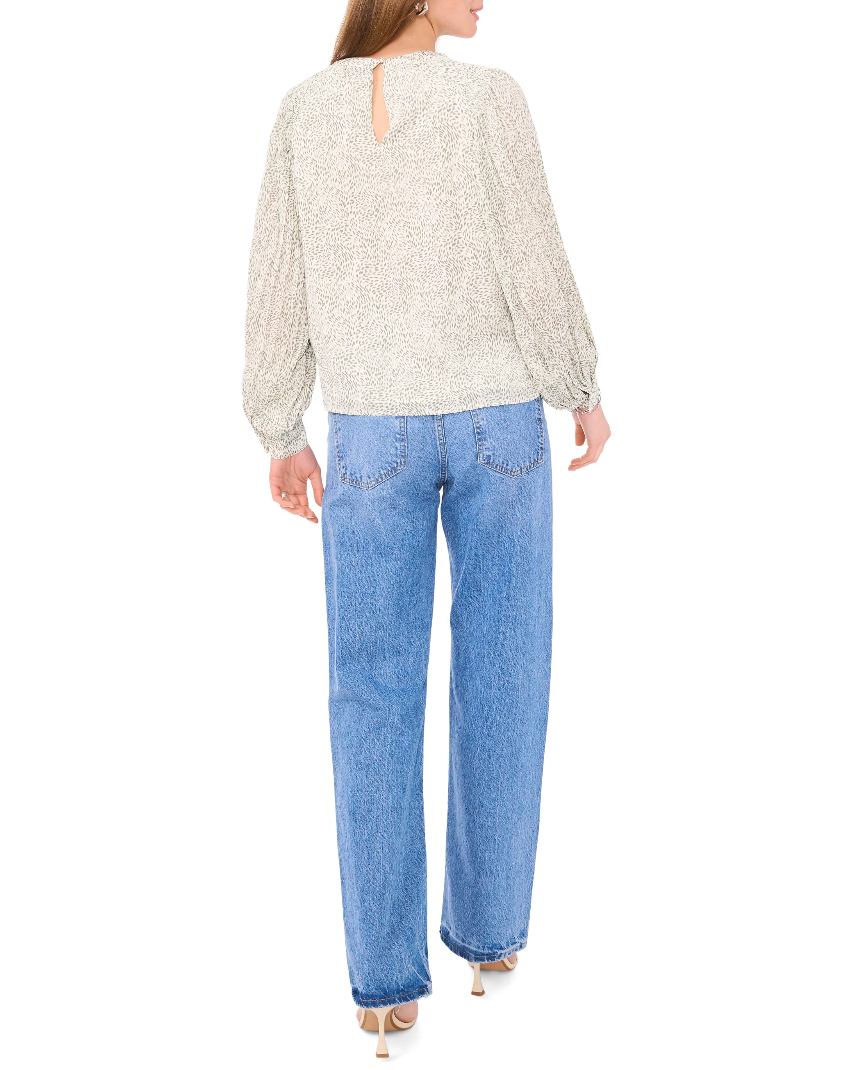 Pleated Sleeve Smocked-Shoulder Top sold by Vince Camuto product image thumbnail 4