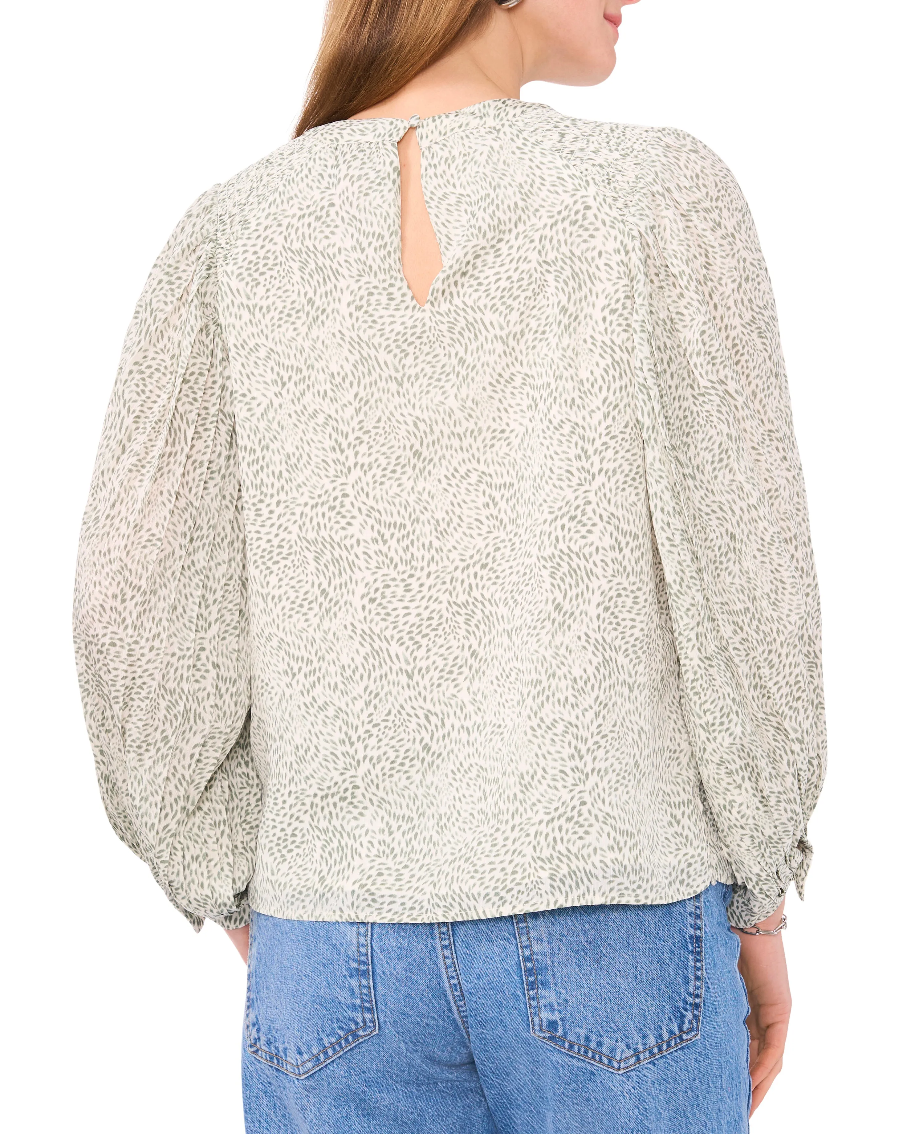 Pleated Sleeve Smocked-Shoulder Top sold by Vince Camuto product image thumbnail 2