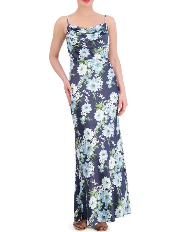 Floral-Print Satin Cowl-Neck Gown made by Vince Camuto