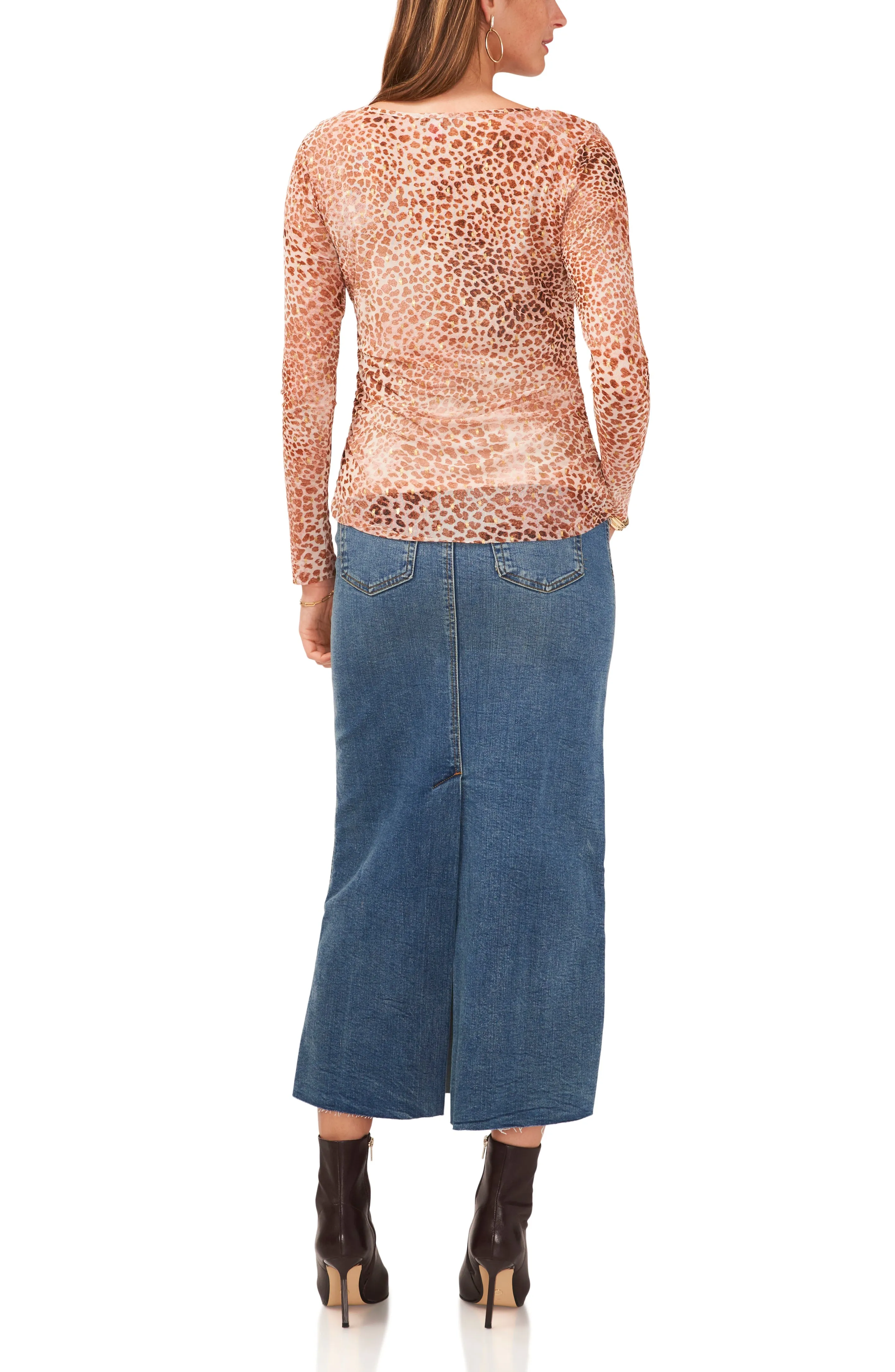 Leopard Print Shirred Long Sleeve Top sold by Vince Camuto product image thumbnail 4