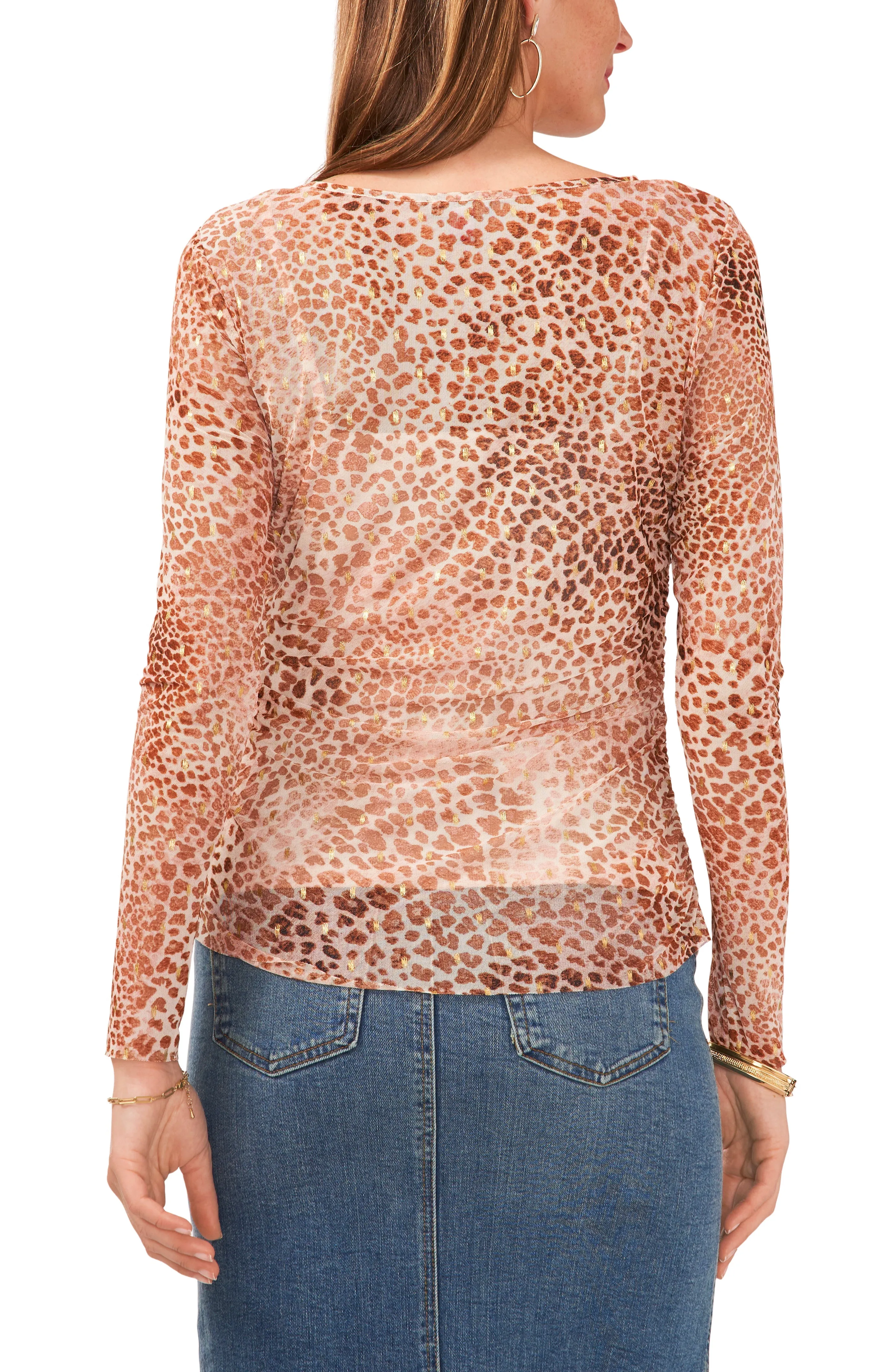 Leopard Print Shirred Long Sleeve Top sold by Vince Camuto product image thumbnail 2