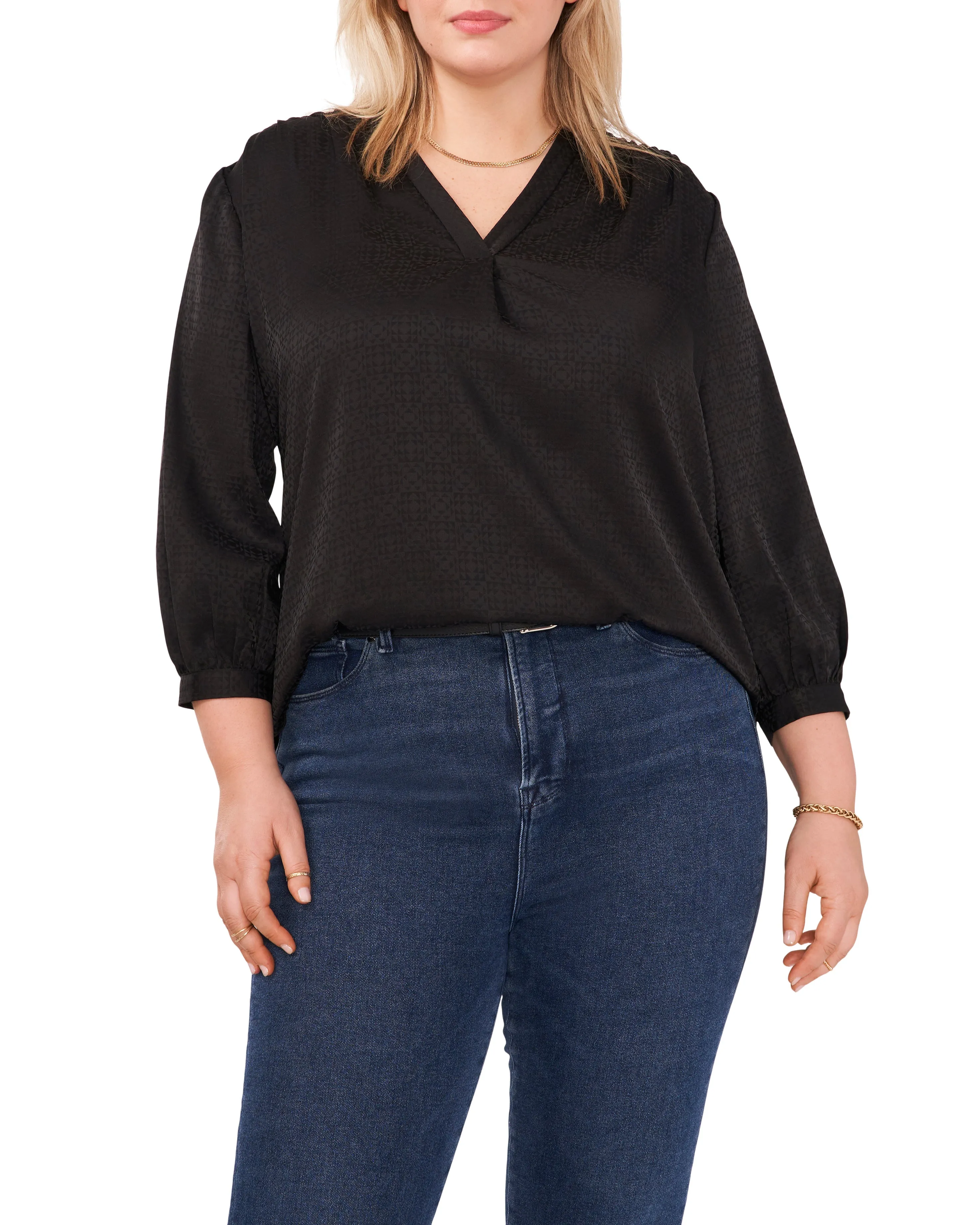 Plus-Size V-Neck Inverted Pleat Top sold by Vince Camuto